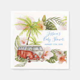 Guardanapo De Papel Boy Baby Surfboard Tropical Beach Chá Napkins