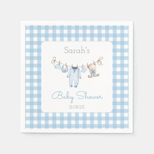 Guardanapo De Papel Boy Bear Baby Shower (Frente)