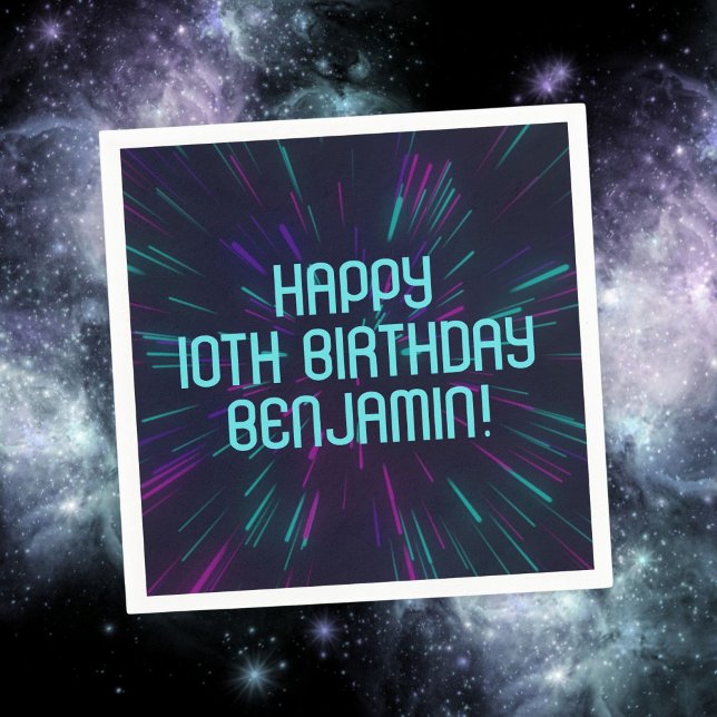 Guardanapo De Papel Boy Neon Teal Glow Party (Criador carregado)