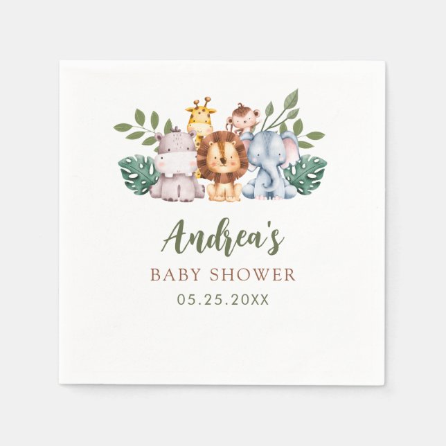 Guardanapo De Papel Boy Safari Jungle Chá de fraldas Napkins (Frente)