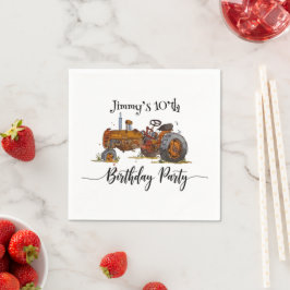 Guardanapo De Papel Boys birthday party with antique tractor design