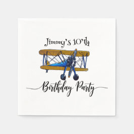Guardanapo De Papel Boys birthday party with blue and yellow biplane