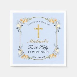 Guardanapo De Papel Boys Blue Floral 1rua Comunhão Sagrado