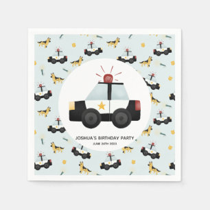 Guardanapo De Papel Boys Blue Police Car Toddler Feliz Aniversário