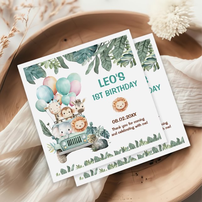 Guardanapo De Papel Boys Cute Safari Birthday  (Criador carregado)