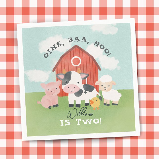 Guardanapo De Papel Boys Farm Animal Barnyard Kids 2nd Birthday (Criador carregado)
