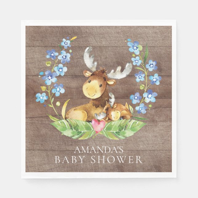Guardanapo De Papel Boys Moose Chá de fraldas Paper Napkins (Frente)