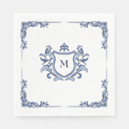 Guardanapo De Papel Braço Azul Desenhado à Mão Brasão Monogramado Casa