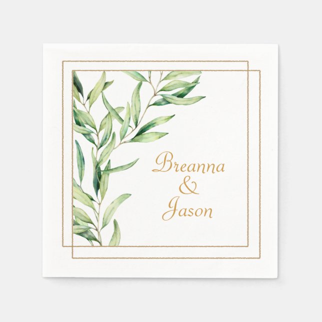 Guardanapo De Papel Branch de Oliveiras de Aquarela (Frente)