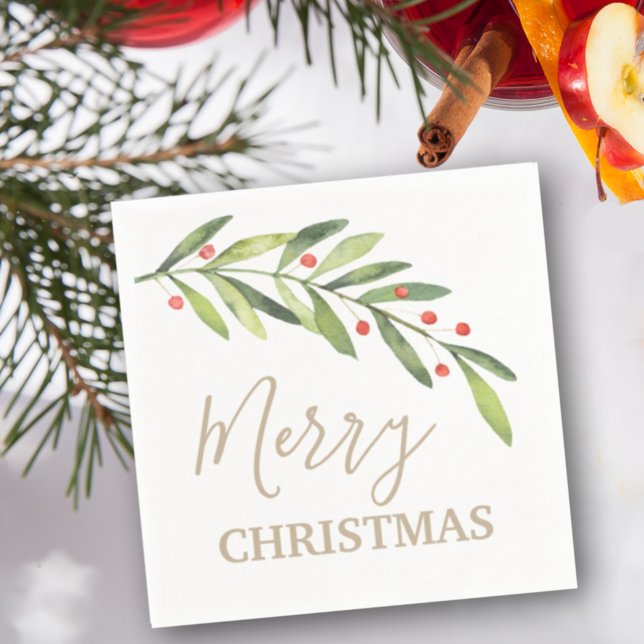 Guardanapo De Papel Branch e Berries Feliz Natal (Criador carregado)