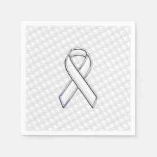 Guardanapo De Papel Branco cromo sobre consciência de fita branca