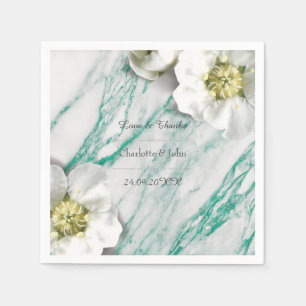 Guardanapo De Papel Branco de mármore floral personalizado real de