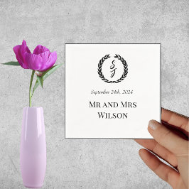 Guardanapo De Papel Branco Elegante com Janto de fundo preto monograma