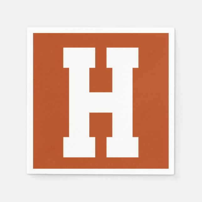 Guardanapo De Papel Branco Grande Inicial Moderno | Ferrugem (Frente)