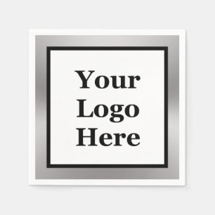 Guardanapo De Papel Branco preto elegante e prenda seu logotipo aqui