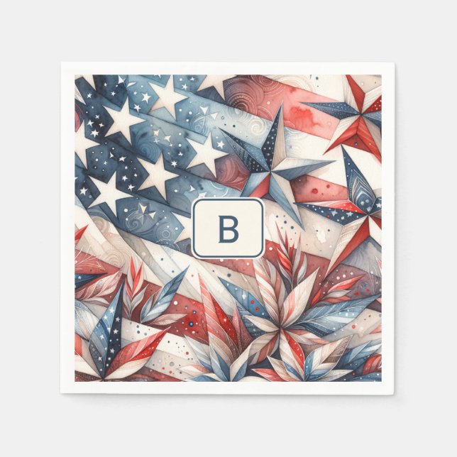 Guardanapo De Papel Branco vermelho e azul (Frente)