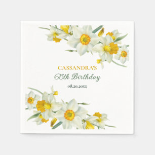Guardanapo De Papel Brancos Amarelos Daffodil Rustic Aniversário Flora