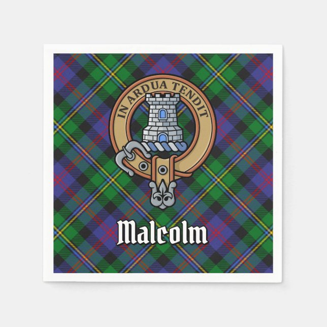 Guardanapo De Papel Brasão do Clã Malcolm sobre Tartan (Frente)