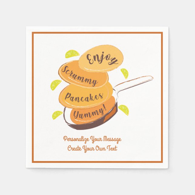 Guardanapo De Papel Breakfast Brunch Buffet Pancakes Personalizar (Frente)