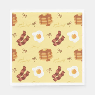 Guardanapo De Papel Breakfast Brunch Theme Bacon Eggs Pancakes Pattern
