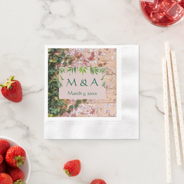 Guardanapo De Papel Bricks Verdes Pintados Casamento de Ivy Cocktail N (Insitu)