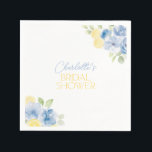 Guardanapo De Papel Bridal Shower Napkins Main Squeeze Blue Flowers<br><div class="desc">She found her Main Squeeze! A pretty blue floral lemon citrus napkins for your Main Squeeze themed Bridal Shower. Matching items available.</div>
