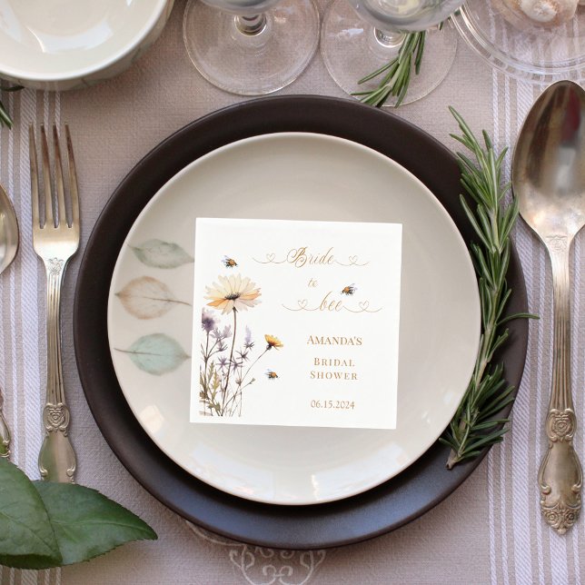 Guardanapo De Papel Bridal Shower wildflowers Bride to Bee (Criador carregado)