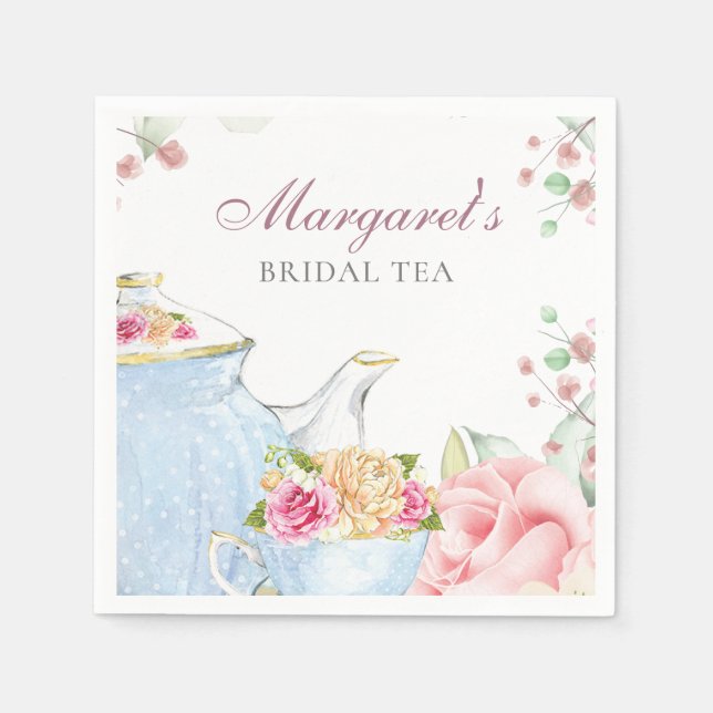 Guardanapo De Papel Bridal Tea Party Personalizada Floral (Frente)