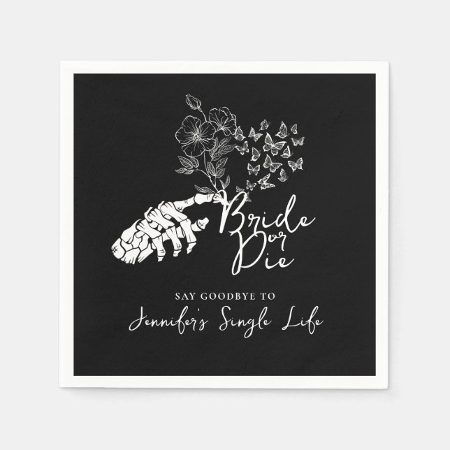 Guardanapo De Papel Bride or Die Floral Gothic Bachelorette Party (Frente)