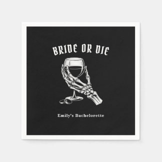 Guardanapo De Papel Bride Or Die Gothic Skeleton Bachelorette Party