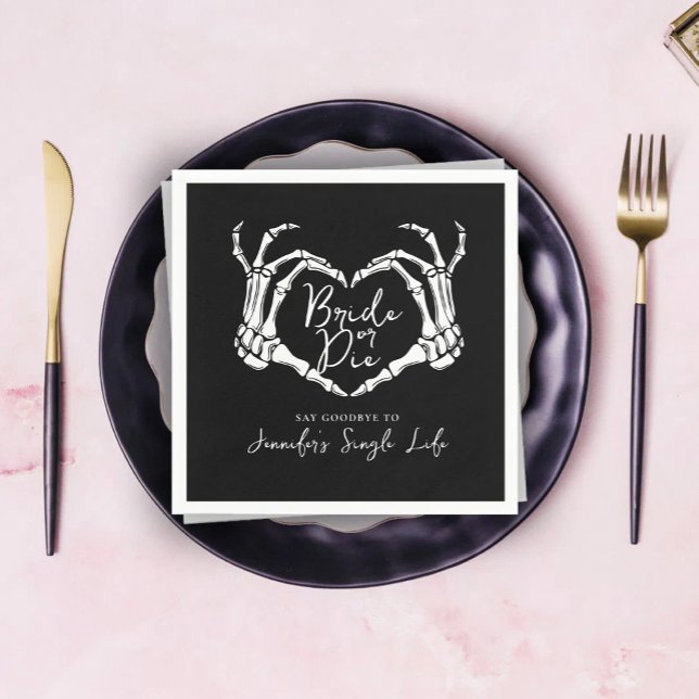 Guardanapo De Papel Bride or Die Skeleton Heart Bachelorette Party (Criador carregado)