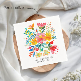 Guardanapo De Papel Bright Floral Fiesta Birthday mexicano