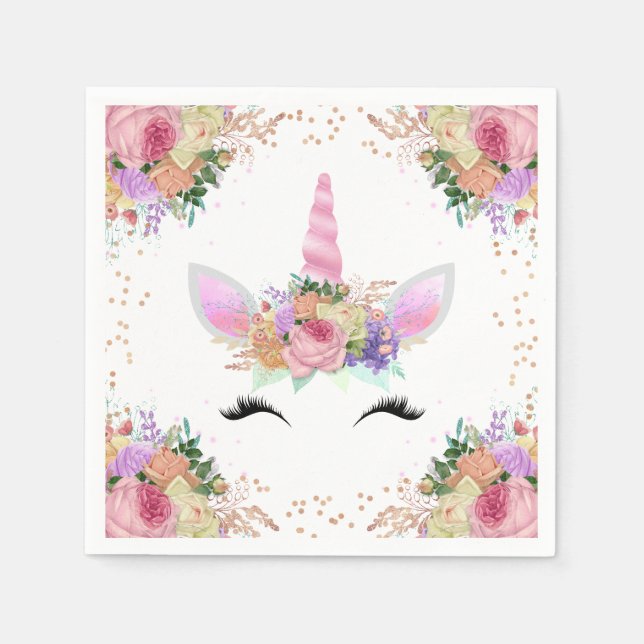 Guardanapo De Papel Bright Floral Unicorn (Frente)