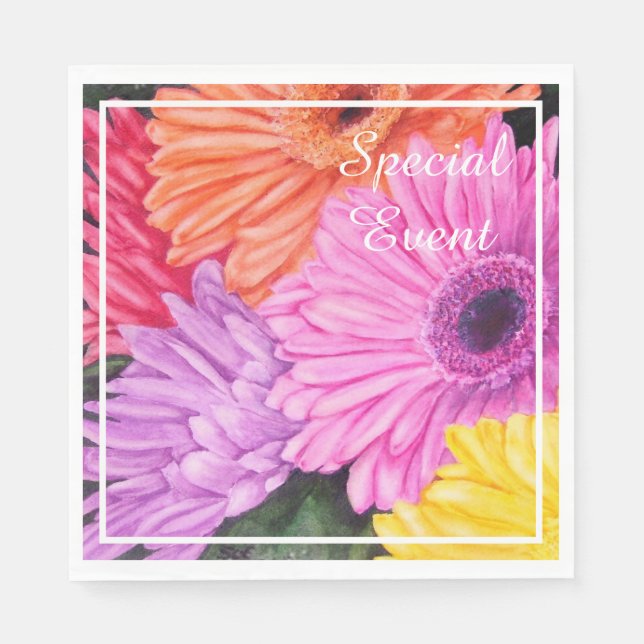 Guardanapo De Papel Bright Gerbera Flowers (Frente)