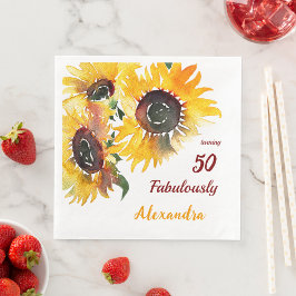 Guardanapo De Papel Bright Happy Sunflower Watercolor Fabuloso 50