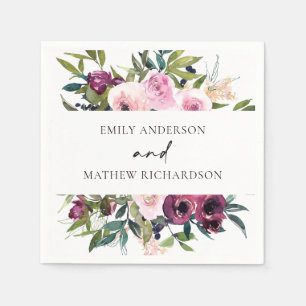 GUARDANAPO DE PAPEL BRIHO BOHO BLUSH BURGUNDY FLORAL WEDTING