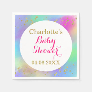 Guardanapo De Papel Brilhante Chá de fraldas Colorida Unicórnio Dourad