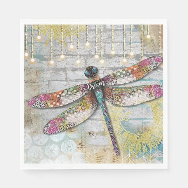 Guardanapo De Papel Brilhante Na Dragonfly Napkin (Frente)