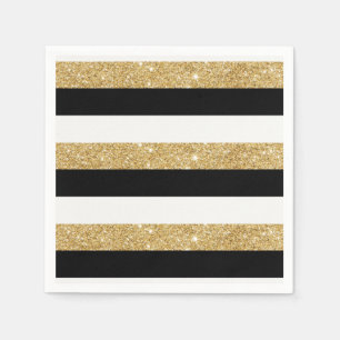 Guardanapo De Papel Brilho Dourado e listras pretas