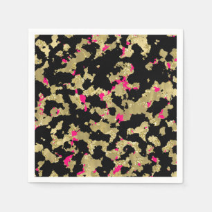 Guardanapo De Papel Brilho Dourado Preto Rosa Quente Abstrato Descasca