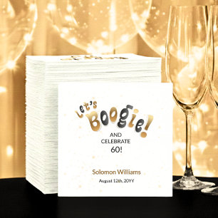 Guardanapo De Papel Brilho Dourado Vamos Boogie 60º Aniversário