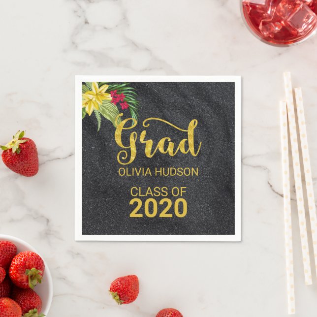 Guardanapo De Papel Brilho Negro E Hibiscus (Insitu)