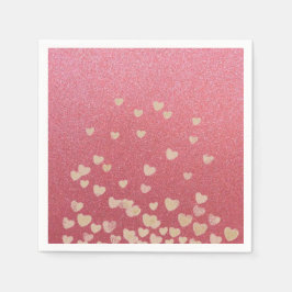 Guardanapo De Papel Brilho Rosa e Corações