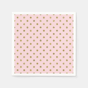 Guardanapo De Papel Brilho Rosa e Dourado Bolinhas de Purpurina Festa