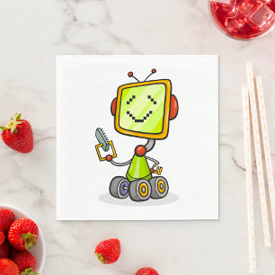 Guardanapo De Papel Brincadeira de desenho em quadrinhos de robô AI Te