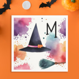 Guardanapo De Papel Brincadeira Encantadora Colorida Bruxa de Hallowee