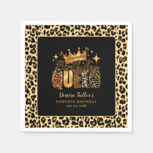 Guardanapo De Papel Brincadeira Leopardo Aniversário Rainha Quarenta