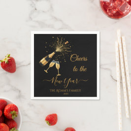 Guardanapo De Papel Brinde de Champanhe Dourado Ano Novo