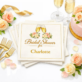Guardanapo De Papel Brinde de Champanhe para Chá de Noiva Floral Elega