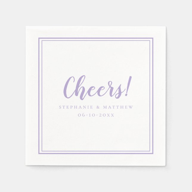 Guardanapo De Papel Brinde Lavanda Cocktail de Recepção de Casamento  (Frente)